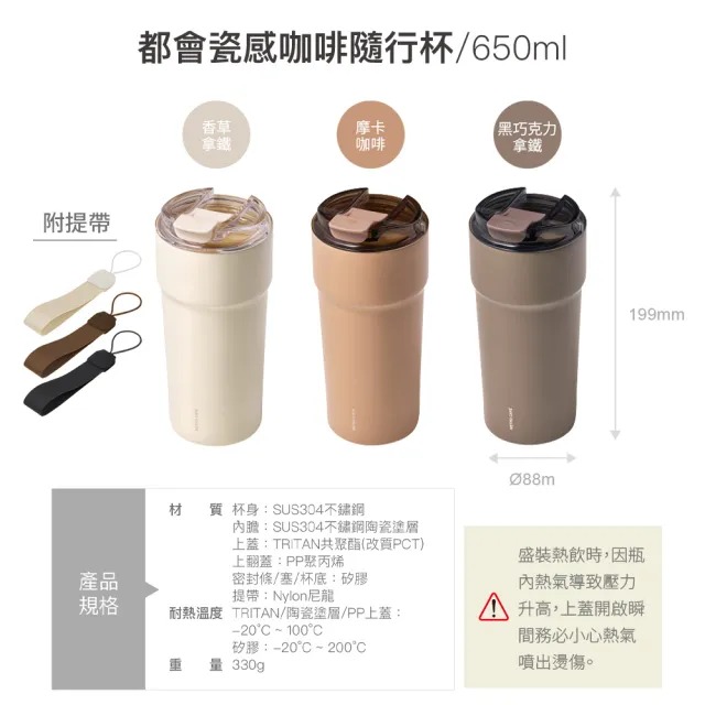 【LocknLock 樂扣樂扣】官方直營 都會瓷感咖啡隨行杯 650ml(三色任選/陶瓷內層/保溫/保冷/咖啡杯)