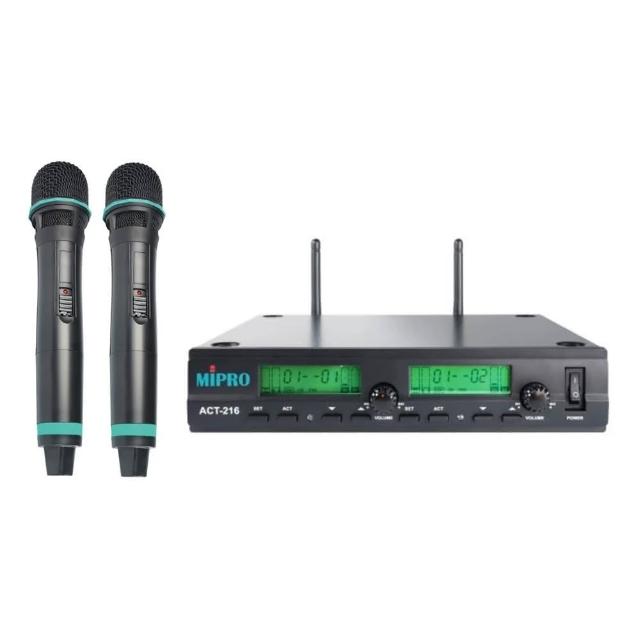 【MIPRO】ACT-216 配ACT-26H 手握式無線麥克風MU-360D(UHF 類比雙頻道無線麥克風)