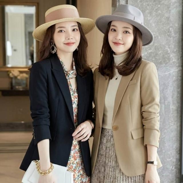 【米蘭精品】現貨限搶 西裝外套休閒西服(純色氣質百搭春裝女外套3色74co3)