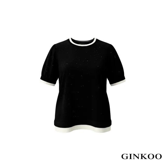 【GINKOO 俊克】配色亮片蔥紗針織衫