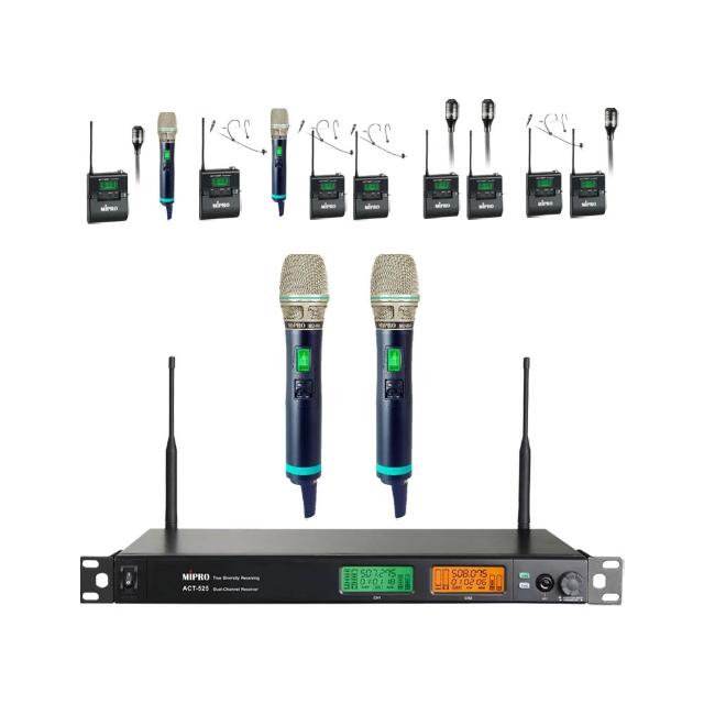 【MIPRO】ACT-525 類比雙頻道無線麥克風UHF(ACT-500H 配件六擇一)
