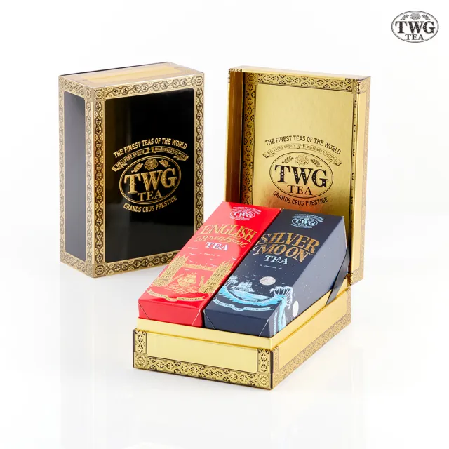 【TWG Tea】時尚茶罐雙入禮盒組 英式早餐茶100g+銀月綠茶100g(紅茶+綠茶)