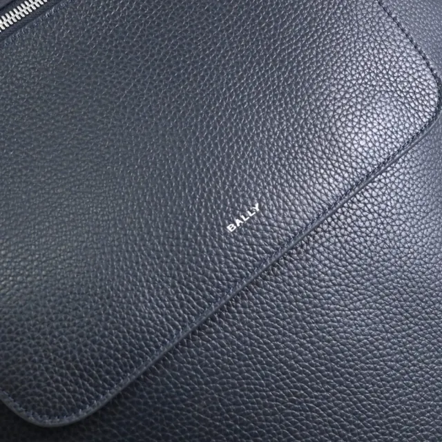 【BALLY】YORK 簡約LOGO荔枝牛皮翻蓋商務包旅用包後背包(深藍)