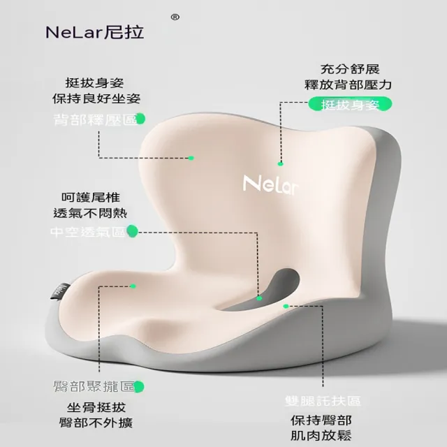 【LEZUN 樂尊】一體式護腰靠背墊 辦公室久坐神器（防屁股痛 記憶棉坐墊 人體工學坐墊 減壓座墊）