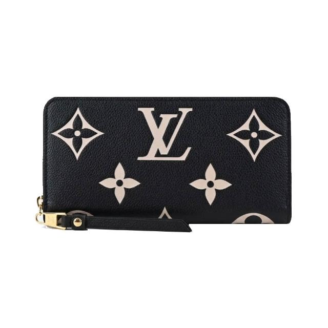 【Louis Vuitton 路易威登】M80481 雙色Monogram Empreinte皮革拉鍊長夾(黑色)