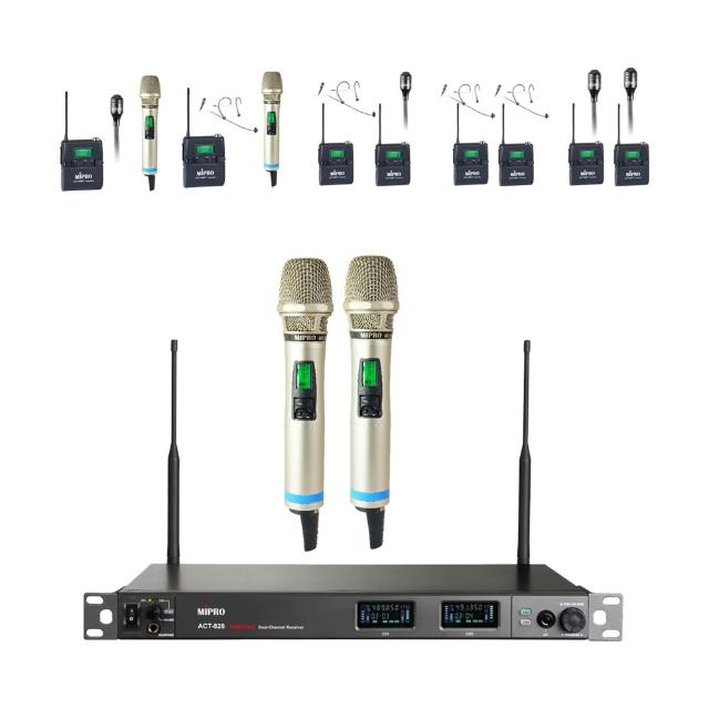 MIPRO嘉強 ACT-828 MIPRO嘉強 ACT-828 UHF數位寬頻雙頻道接收機,搭配ACT-800H/MU-90手提式電容麥克風,提供雙指向式指向性和紅外線無線傳輸,適閤家庭K歌與家用音響使用。黑色系設計,臺灣生產,享1年保固,六種組合任意選購,NCC認證確保品質。