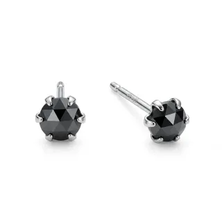 【City Diamond 引雅】日本 鉑金 天然鑽石 黑鑽 30分 六爪耳環 (東京Yuki系列)