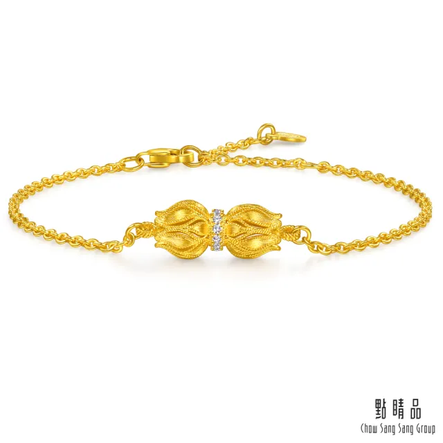 【點睛品】花開並蒂 鑽石黃金手鍊(4月新品)