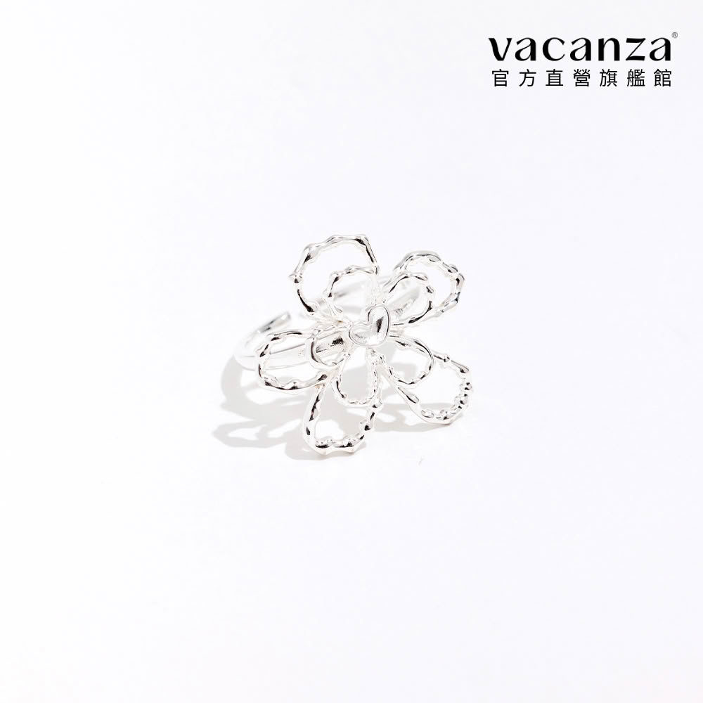 【vacanza】雙層小花 925純銀飾品 純銀戒指(抗過敏 生日禮物)