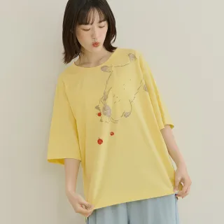 【a la sha】哎呀摔倒了貓貓印花長版T