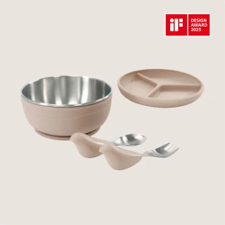 【CYD TERRA】PICABOO 限量奶茶｜全套隨行組（寶寶餐具/不銹鋼叉匙/不鏽鋼碗）(彌月禮盒)