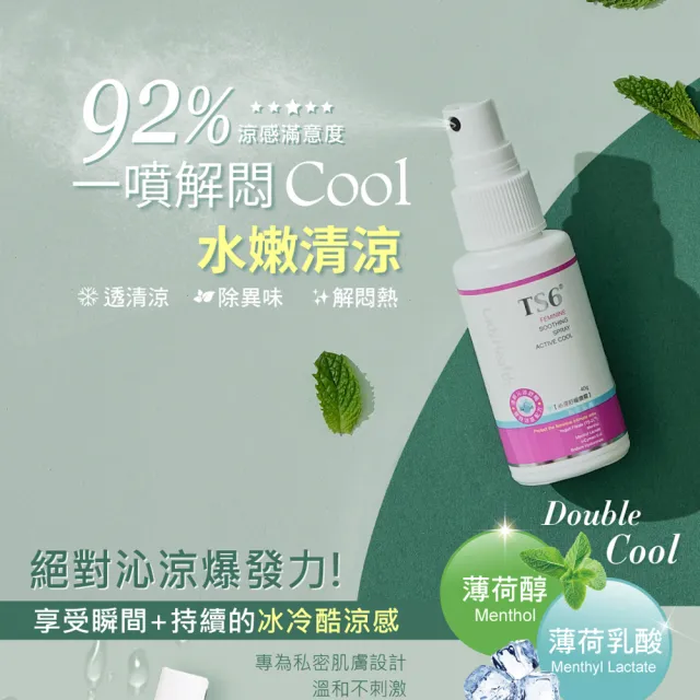 【TS6 護一生】沁涼潔淨慕斯100g+沁涼潔淨凝露250g+沁涼舒緩噴霧40g(私密清潔 涼感)
