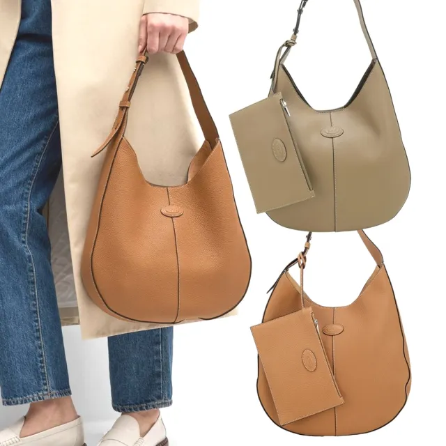 【TOD’S】TODS Di Bag hobo 橢圓牌 牛皮肩背斜垮包 流浪包-小款 多色(義大利手工皮革)