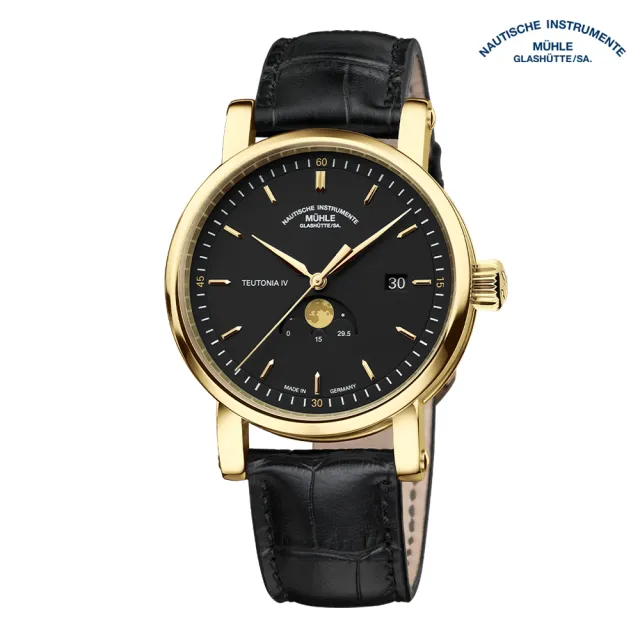 【GLASHUTTE】格拉蘇蒂．莫勒M1-44-03-LB 限量黃金月相 TEUTONIA IV MOONPHASE GOLD(月相錶 機械錶)