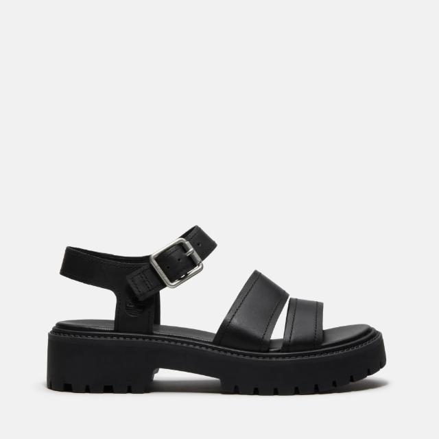【Timberland】女款黑色Stone Street厚底後帶式涼鞋(A2EJMW02)
