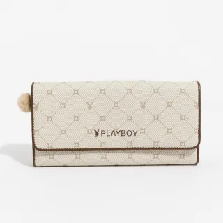 【PLAYBOY】PLAYBOY - 翻蓋長夾  Bunny Lattice系列 - 咖啡色