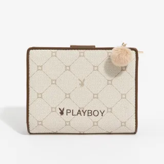 【PLAYBOY】PLAYBOY - 短夾  Bunny Lattice系列 - 咖啡色