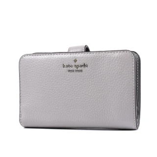 【KATE SPADE】Lena 荔枝紋釦式中夾-灰色