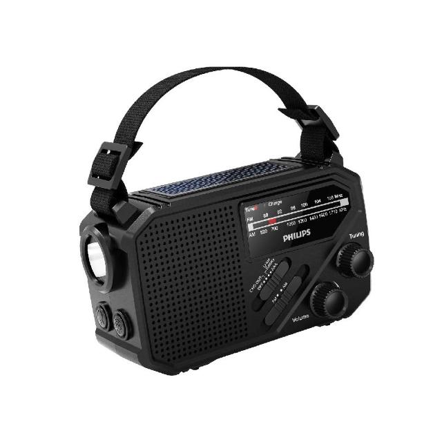 【Philips 飛利浦】防災手搖式收音機 TAR1609(太陽能/32H續航/SOS/FM收音機/隨身收音機/廣播收音機)