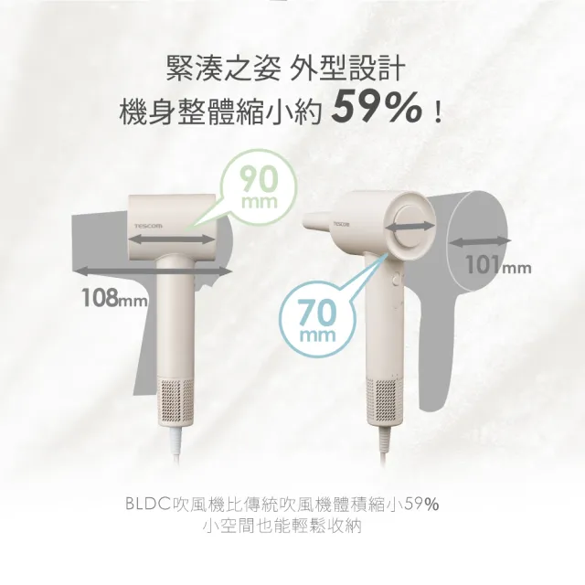 【TESCOM】官方直營 專業負離子吹風機 奶茶色 TD760TW（盒損全新福利品）