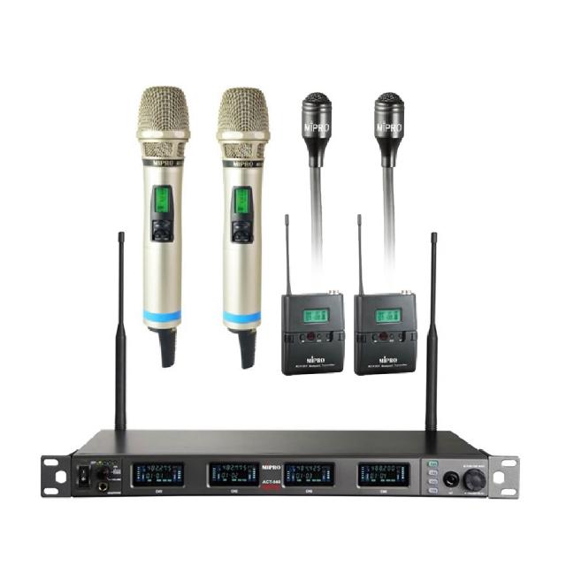 【MIPRO】ACT-848 配2手握ACT-800H+2領夾式(UHF數位寬頻四頻道無線麥克風)