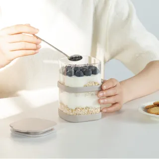 【Oolab 良杯製所】可愛小狗輕晨早餐燕麥杯550ml 提袋吊飾組+縫隙刷(附不鏽鋼湯匙/小狗吊飾)