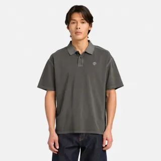 【Timberland】男款黑色寬版短袖Polo衫(A42D5W08)