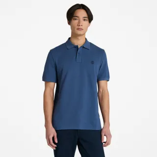 【Timberland】男款藍色休閒短袖Polo衫(A24H2EYO)