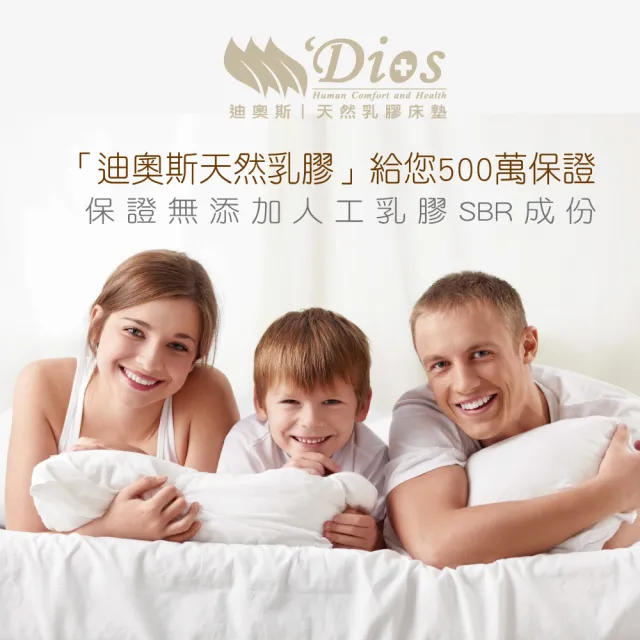 【迪奧斯】雙人10cm天絲表布防蹣抗菌全乳膠床墊5x6.2尺-頂級款D95