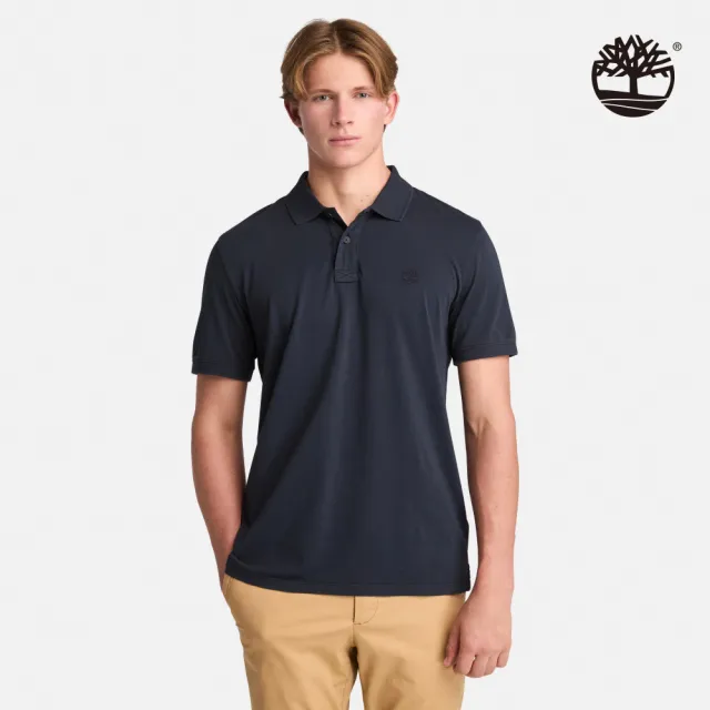 【Timberland】男款深寶石藍休閒短袖Polo衫(A6R29433)