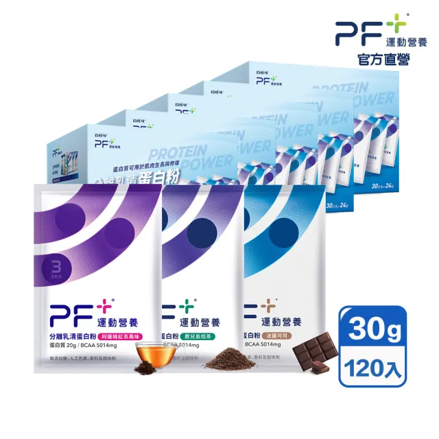 【PF+ 運動營養】分離乳清蛋白粉富翁組120包_共5盒(多種口味任選 / 即沖即飲/優蛋白)