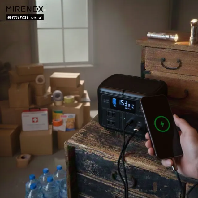 【MIRENEX】emirai儲能小瓦力PRO＋背心保護套戰術組(200W手掌大儲能小電站｜防災露營)