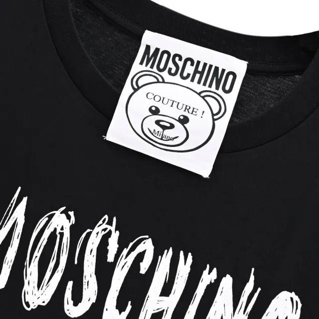 【MOSCHINO】經典滿版小熊燙印插畫棉質短T恤(黑)