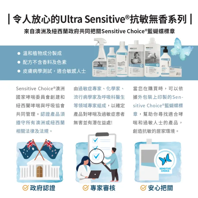 【ecostore 宜可誠】天然無香精抗敏消臭超濃縮洗衣精-1L(寶寶洗衣精/無色素/無螢光劑/抗敏/濕疹協會認證)