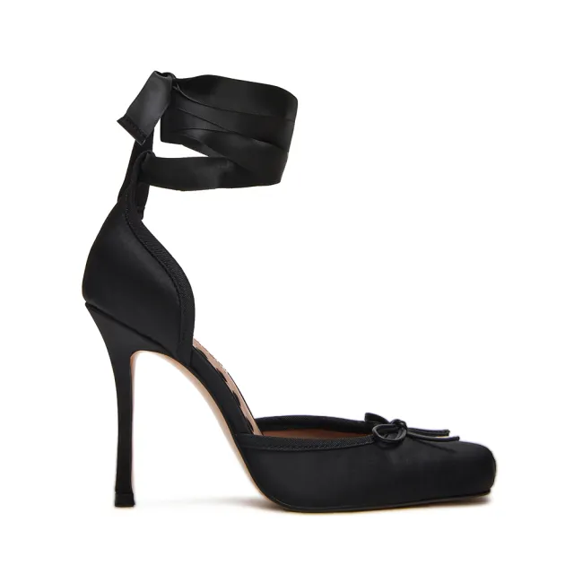 【steve madden】芭蕾綁帶側簍空高跟鞋 LARINA(黑色)