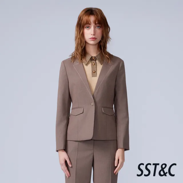 【SST&C】女裝_深棕色繡線裝飾假領休閒西外82126307003(換季55折)