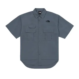 【The North Face】北面UE男款藍色COOLTOUCH觸膚涼感短袖襯衫｜8F6C0U3