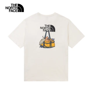 【The North Face】北面男女款米白色背面大尺寸印花短袖T恤｜8GVPQLI