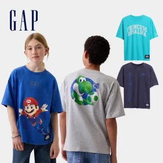 【GAP】兒童Gap × Super Mario超級瑪利歐寬鬆版圖案T恤-多色任選(887401)