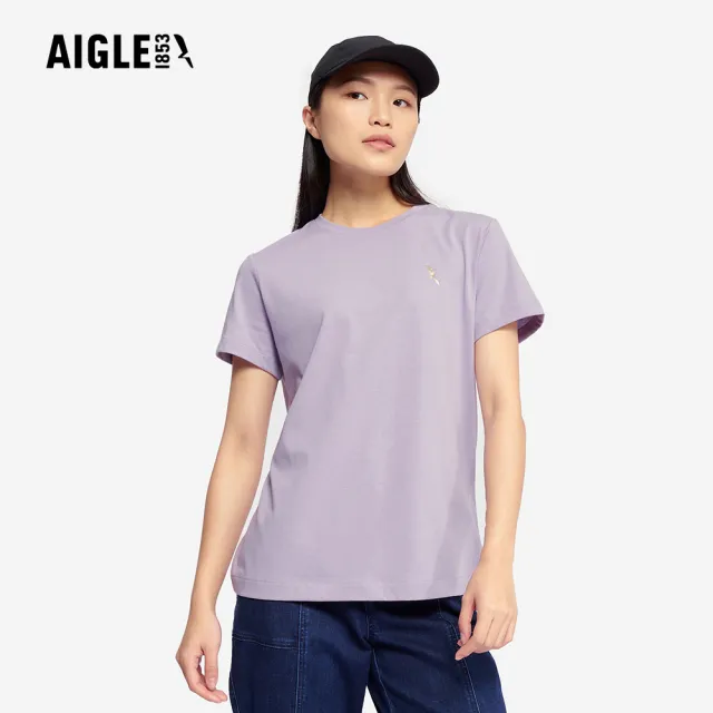 【AIGLE】女 涼感短袖T恤|AG-5P229A117 灰綠(女上衣 T恤 短袖T恤 涼感 透氣)