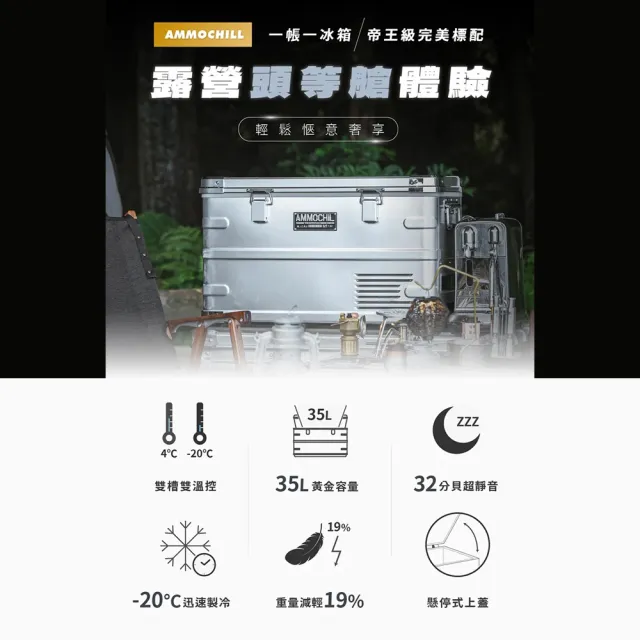 【Barrack 09】AMMOCHILL 雙槽雙溫控車載行動冰箱 銀色 黑色 35L(保冰箱 冰桶 露營 逐露天下)