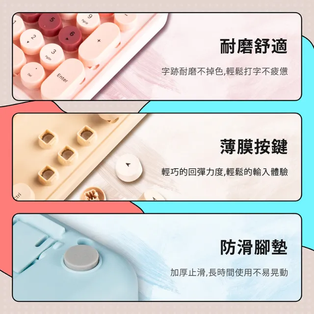 【PC Park】D300 復古打字機設計 無線鍵鼠組 多色任選 D600(無線 鍵盤滑鼠組合)