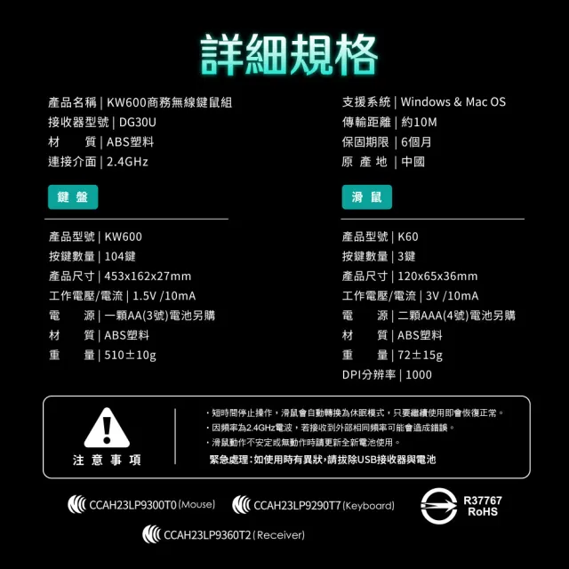 【PC Park】KW600商務型無線鍵鼠組(無線 鍵盤滑鼠組合)