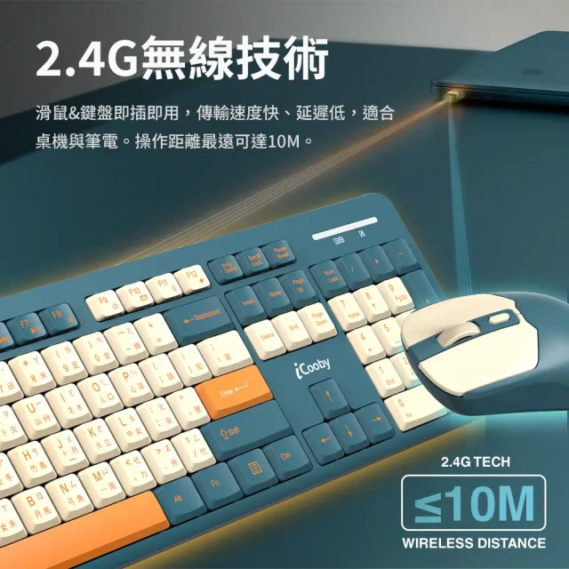 【iCooby】NK200MU 2.4G商務無線鍵鼠組 (鍵盤滑鼠組合 辦公 商務)
