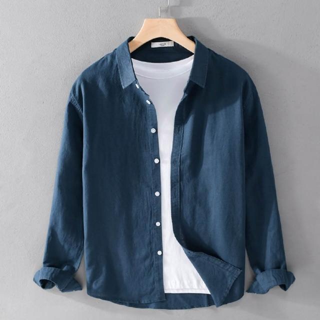 【巴黎精品】現貨限搶 襯衫長袖上衣(亞麻棉麻文藝休閒舒適男裝7色a1bu51)