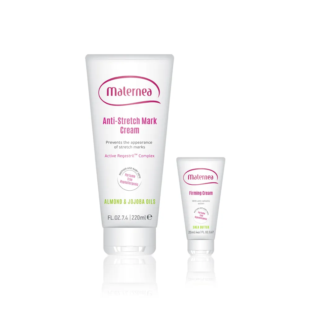 【媽咪莉娜】無痕美體霜-重量瓶220ml+美肌緊緻乳旅行瓶20ml(妊娠霜/孕期保養)