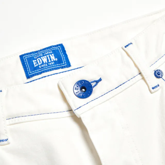 【EDWIN】男裝 EDGE JERSEYS 迦績合身牛仔短褲(白色)