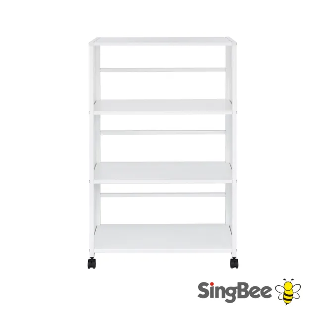 【SingBee 欣美】可調式三層活動置物架 SB-S03(靜音輪 居家收納  移動鐵櫃 移動書櫃 收納推車 台灣製)