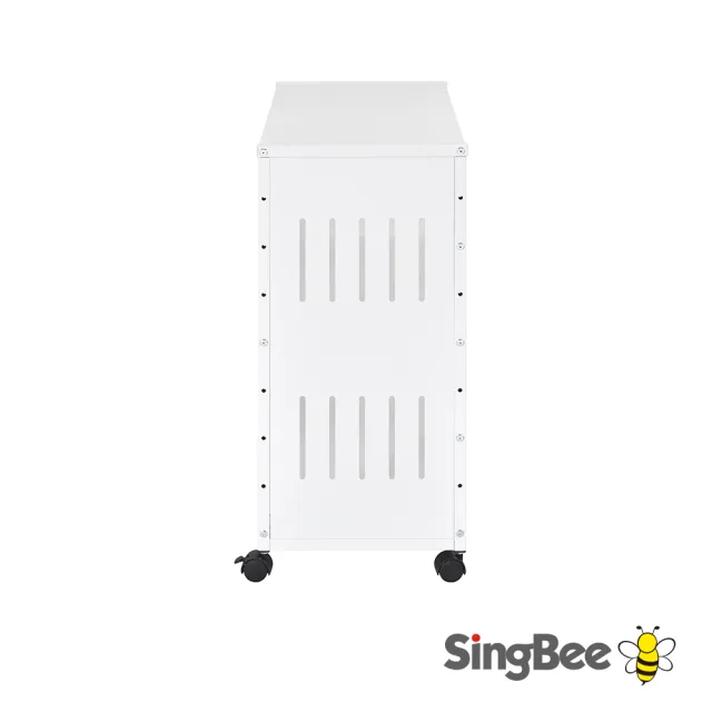 【SingBee 欣美】可調式雙層活動置物架 SB-S02(靜音輪 移動收納櫃 質感鐵架 收納推車 台灣製)