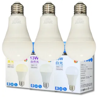 【Everlight 億光】10入組 LED 13W 高光效 最新戰鬥版 全電壓 球泡燈 E27燈泡(黃光/自然光/白光)